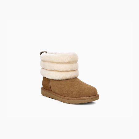 UGG Fluff Mini Quilted Brown Boots for Kids (KYFR39758)